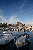 View across the marina to Calvi. The Balagne district. Corsica. France
