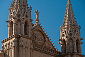 Spain,Majorca,Detail of top of Cathedral,Palma