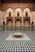 Morocco,Courtyard of Medersa el Attarin in medina,Fez
