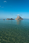 Spain,Ibiza,Looking out to Es Vedra Island,Cala d'Hort beach