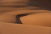 Marokko,Erg Chebbi Gebiet,Sahara Wüste bei Merzouga,Muster in der Morgendämmerung in Sanddünen