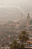 Morocco,Kairaouine Mosque and Fez at dawn,Fez