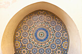 Morocco,Detail of tiling in fountain,Fez