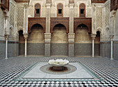 Morocco,Courtyard of Medersa el Attarin in medina of Fez,Fez