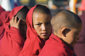 Young monks at the Dalai Lama's Teachings. The Dalai Lama visited Leh,Ladakh - a Buddhist enclave in northern India,for four days in August