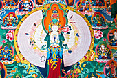 India,West Bengal,Mural of the 1000-armed Avalokiteswara Buddha (Buddha of Compassion) Thongsa Monastery (Bhutanese),Kalimpong