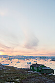 Greenland,Icefjord,Ilulissat,Unesco World Heritage Site,Colorful houses on west coast of Greenland