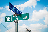 USA,Mississippi,Delta and Blues street signs,Clarksdale
