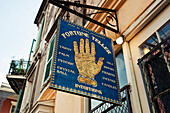 USA,Fortune teller sign in front of building,New Orleans Louisiana