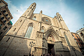 Spain,Exterior of Santa Maria del Mar church,Barcelona