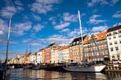 Denmark,Nyhavn,Copenhagen,View of city marina