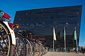 Denmark,Bicycles parked in front of Royal Library,Copenhagen