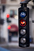 Denmark,Love sign in cycle lane traffic light,Copenhagen
