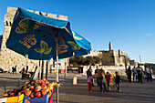 Israel,Jerusalem Old City,Jaffa Gate,Jerusalem,Pomegranate juice stall with Citadel of David in background