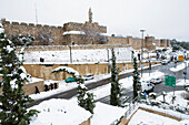 Israel,Jaffa-Tor,Jerusalem,2013,10. Januar,Schnee in der Stadt
