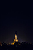 Myanmar (Burma),Shwedagon pagoda lit up at night,Yangon
