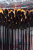 Flammen des olympischen Kessels, entworfen von Thomas Heatherwick,London,England,Vereinigtes Königreich