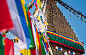 Gebetsfahnen und Stupa, Kathmandu, Boudhanath, Nepal