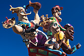 Detail der preisgekrönten Falla auf dem Display auf der Plaza Del Ayuntamiento, Valencia, Spanien