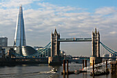 Shard Building With Tower Bridge,London,England,Uk