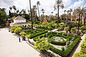 Gärten des Königlichen Alcazar, Sevilla, Andalusien, Spanien