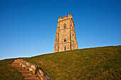 Low Angle View Of Tower,Glastonbury,Somerset,England,Uk
