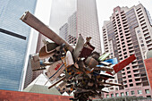 Modern Sculpture And Skyscrapers In Background,California,Usa