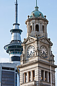 Modern And Old Tower,New Zealand