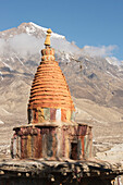 Colorful Chorten (Stupa) With Annapurna Peak,Geling,Upper Mustang Valley,Nepal