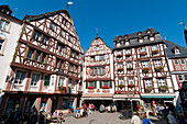 Half-Timbered Buildings In A Marketplace,Bernkastel-Kues,Rhineland-Palatinate,Germany