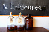 Sloes Steeping In Alcohol,The Ethicurean Restaurant,Barley Wood Walled Garden,Wrington,England