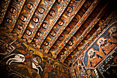 Details der bemalten Decke und Wände in der Debre Berhan Selassie Kirche, Gondar, Amhara Region, Äthiopien
