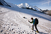 Climbing Mont Blanc Mountain,One Of The Most Popular Climbs In The Alps,And Highest In Western Europe,Near Tete Rousse Hut,France