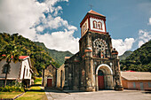 Close-up of the Roman Catholic Church of St Marks in Soufriere,a small fishing village on the Island of Dominica,Soufriere,Dominica,Caribbean