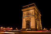 The iconic Arc de Triomphe at night,Paris,France