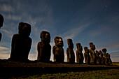 Moai on Easter Island at Tongariki site,Chile,Easter Island,Isla de Pascua,Chile