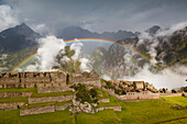 Rainbow arches over Machu Picchu,Peru