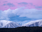 Fresh snow on Rhoboro Hills at sunrise,Twizel,South Island,New Zealand