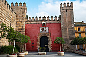 Lion's Gate,Entrance gate to the Royal Alcazar Palace,Seville,Spain