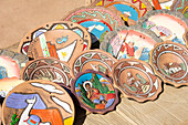 Colourful pottery plates at an artisan market in Northern Argentina,Humahuaca,Jujuy,Argentina