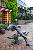 Sculpture of 'Dirty Dan Harris' (Daniel Jefferson Harris) sitting on a bench,Fairhaven,Washington,United States of America