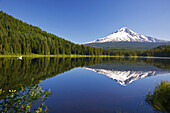 Snow-capped Mount Hood reflected in Trillium Lake,Mount Hood National Forest,Oregon,United States of America