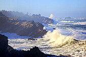 Waves crashing into the rugged Oregon coastline,Oregon,United States of America