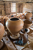 Pottery workshop in a rural village on the Irrawaddy River,north of Mandalay,Myanmar-Burma,Mandalay,Myanmar