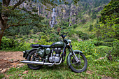 Royal Enfield Motorcyle,Bambarakanda Falls,Horton Plains,Sri Lanka,Horton,Badulla District,Sri Lanka