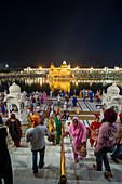 Sikhs by the Golden Temple (Sri Harmandir Sahib) Gurdwara and Sarovar (Pool of Nectar),Amritsar,Punjab,India