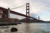A scenic view of the Golden Gate Bridge from Fort Point.,Fort Point,San Francisco Bay,San Francisco,California