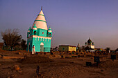 A typical Nubian mosque with vivid colors.,Sudan,Africa.