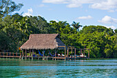 Anlegen an der Lagune von Bacalar,Mexiko,Bacalar,Staat Quintana Roo,Mexiko