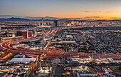 Aerial view of Las Vegas at sunset,Las Vegas,Nevada,United States of America